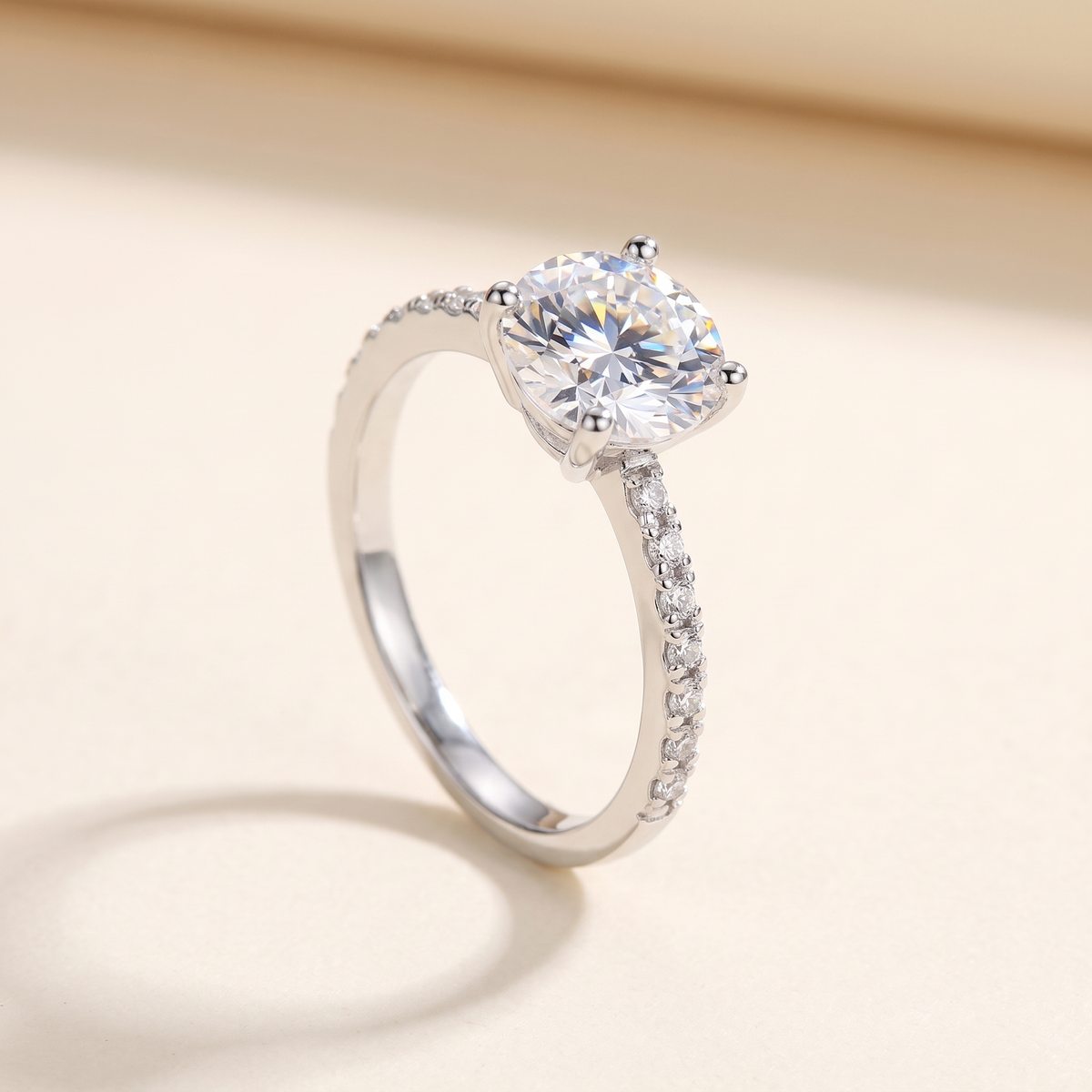 Stella Pavé Moissanite Solitaire Ring