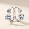 Toi et Moi Moissanite Huggies in White Gold