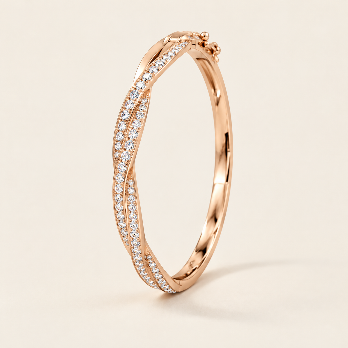 Torsade Moissanite Twist Bangle in Rose Gold