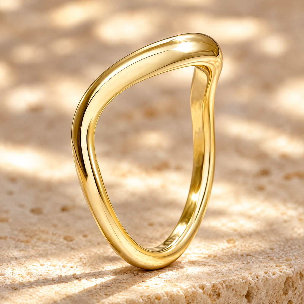 Vague 14K Gold Filled Wave Stacking Ring, close-up detail