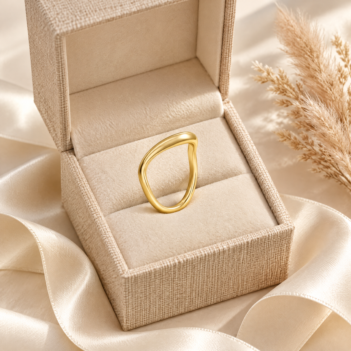Vague 14K Gold Filled Wave Stacking Ring, presented in a box