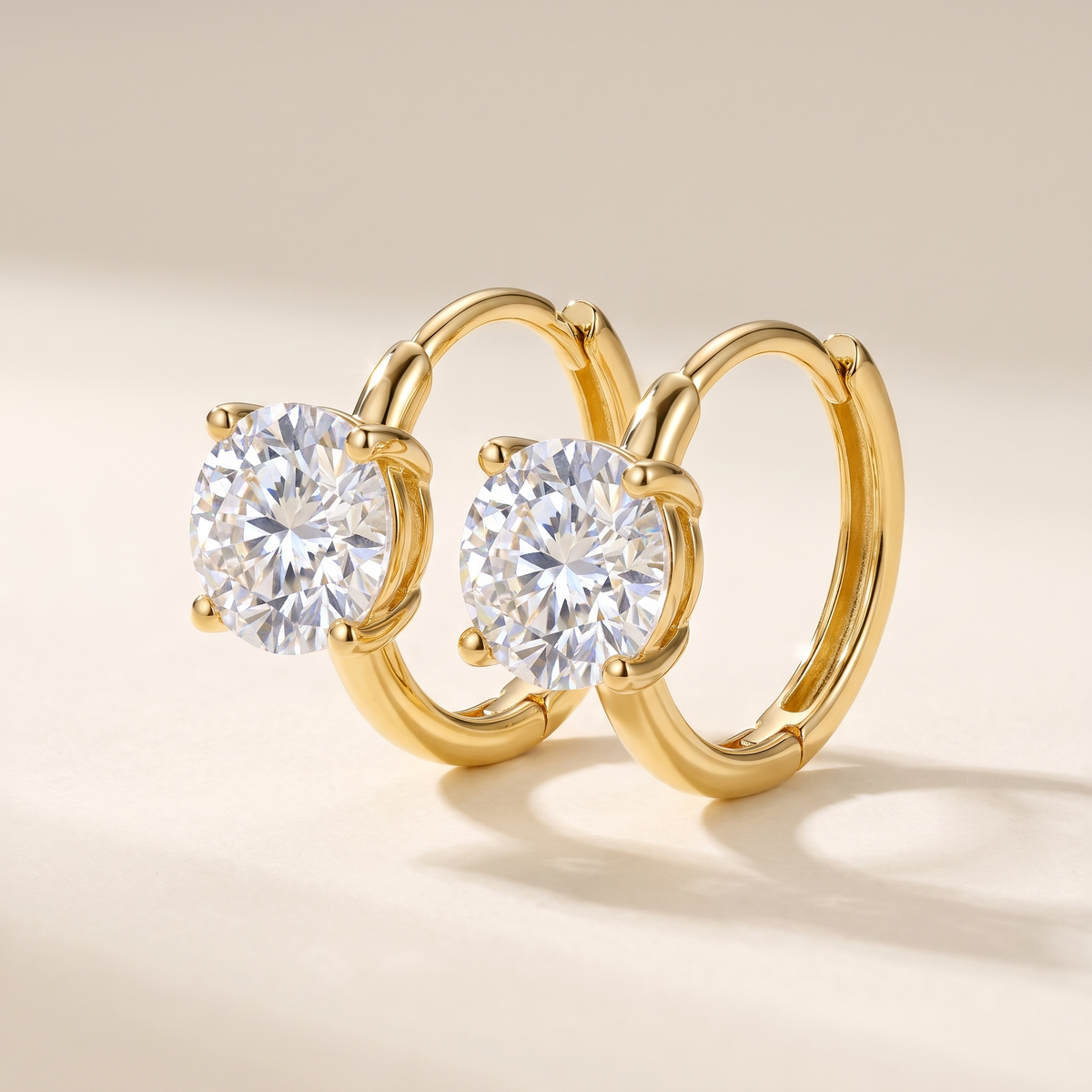 Véga Moissanite Solitaire Huggies, 14K Gold Filled