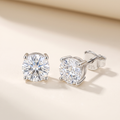 Véga Moissanite Solitaire Studs in White Gold