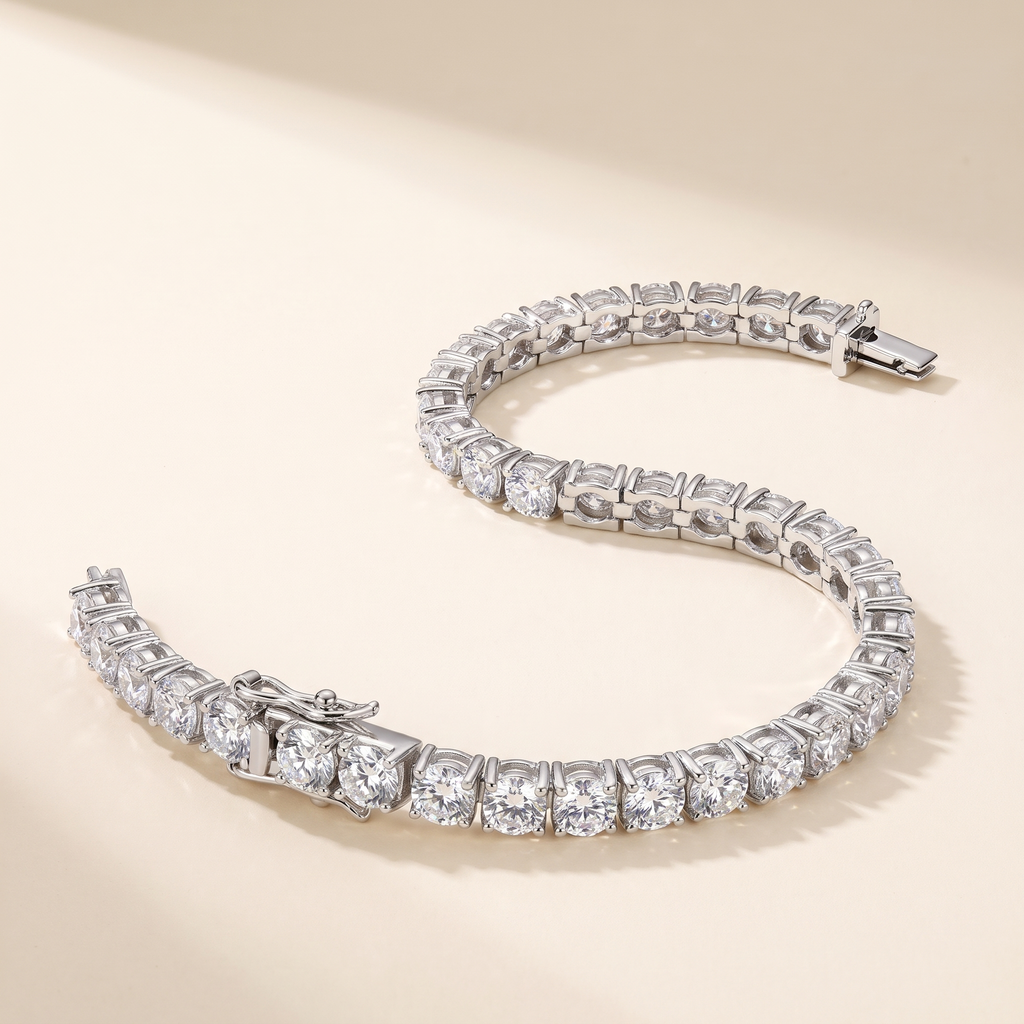 Victoire Statement Moissanite Tennis Bracelet in White Gold