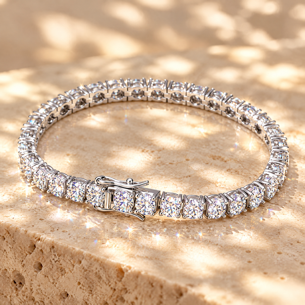 Victoire Statement Moissanite Tennis Bracelet, close-up detail