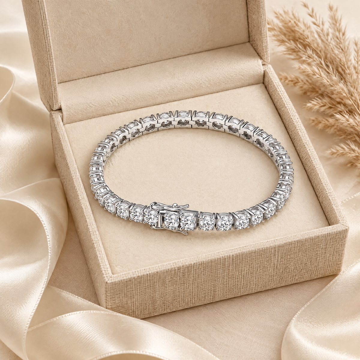 Victoire Statement Moissanite Tennis Bracelet, presented in a box